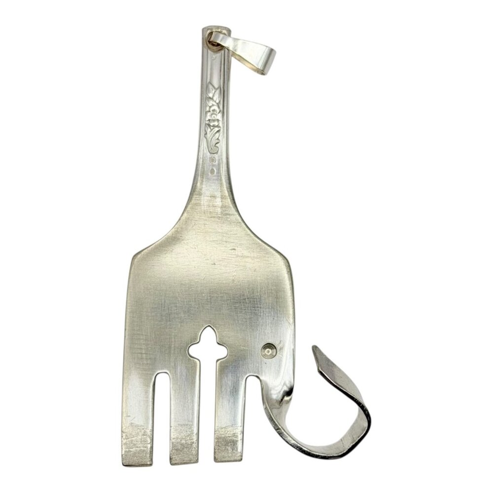 Vintage Elephant Silver Fork Pendant | Upcycled Tudor Silverware Jewelry - Picture 4 of 11
